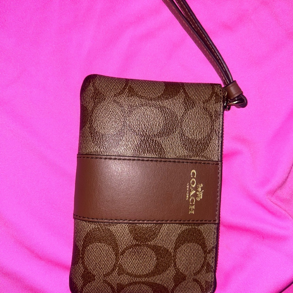 Coach Brown Wristlet Clutch